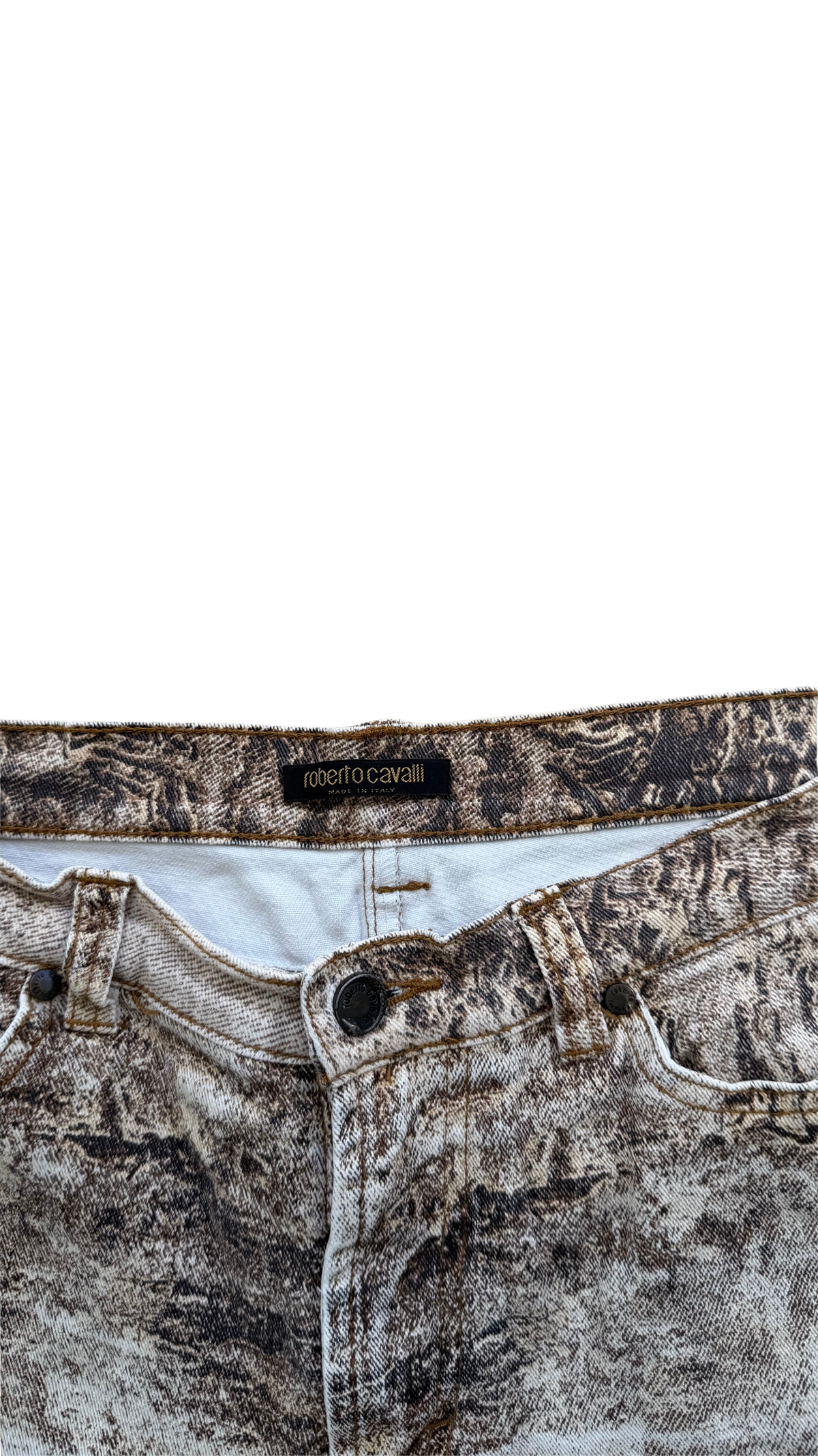 Roberto Cavalli FW 2000 Marble Beige Eroded Pants