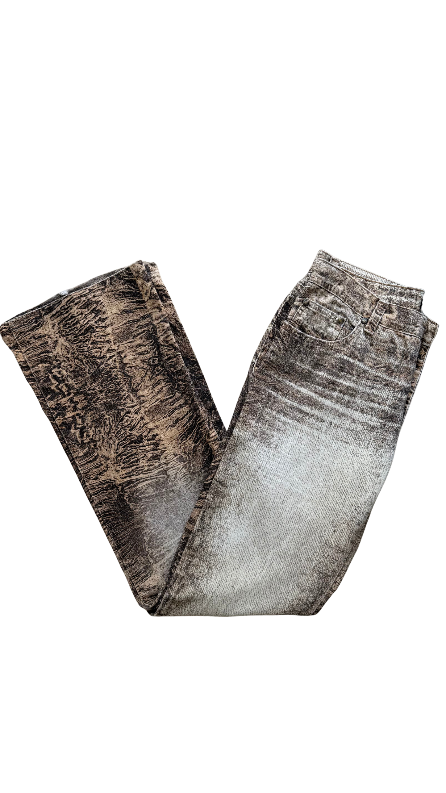 Roberto Cavalli FW 2000 Marble Beige Eroded Pants