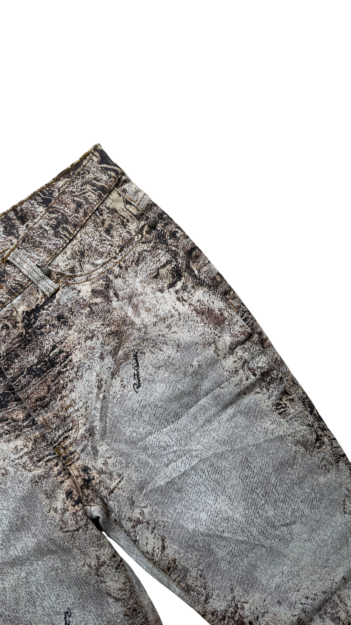 Roberto Cavalli FW 2000 Marble Beige Eroded Pants