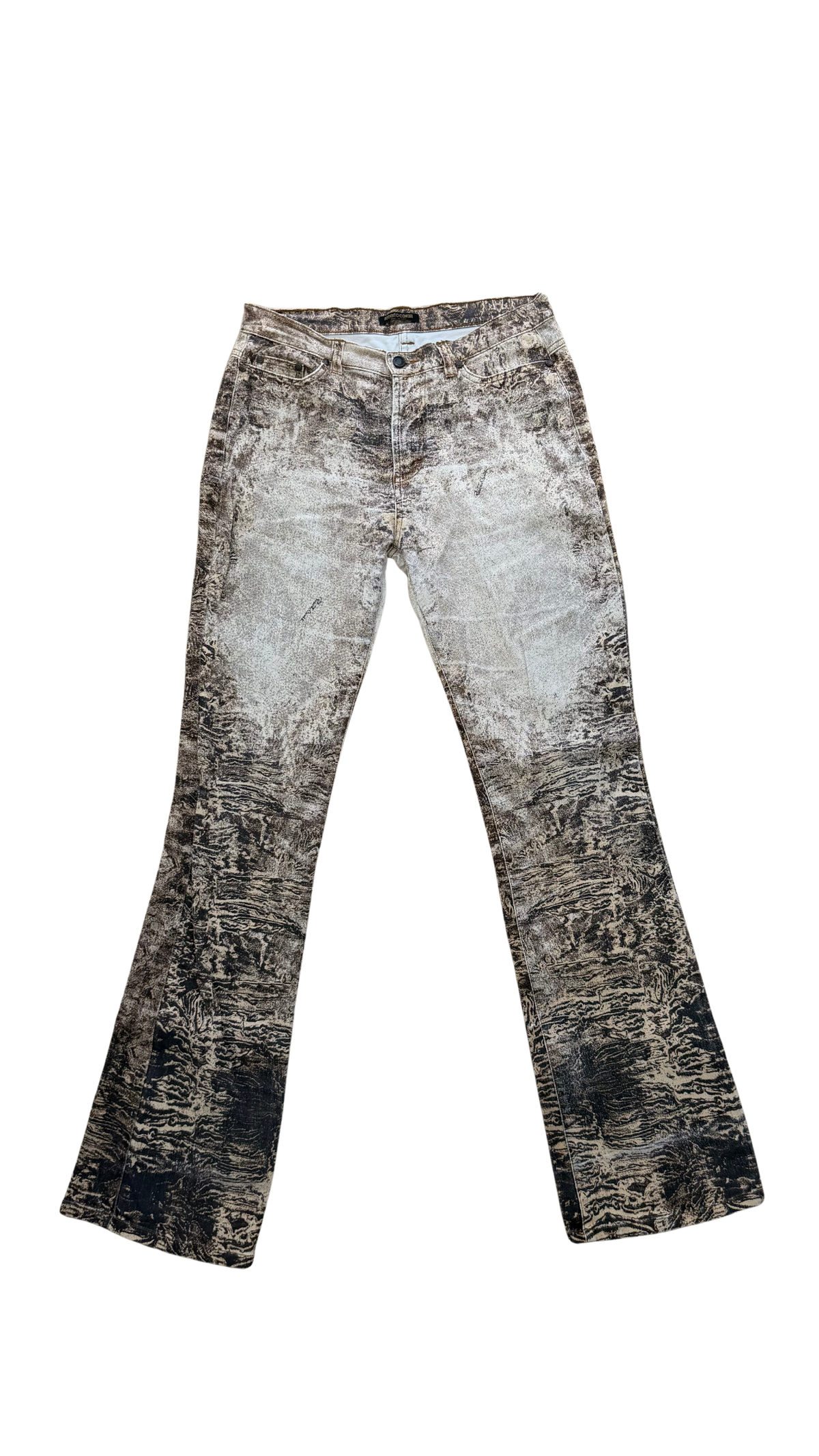 Roberto Cavalli FW 2000 Marble Beige Eroded Pants