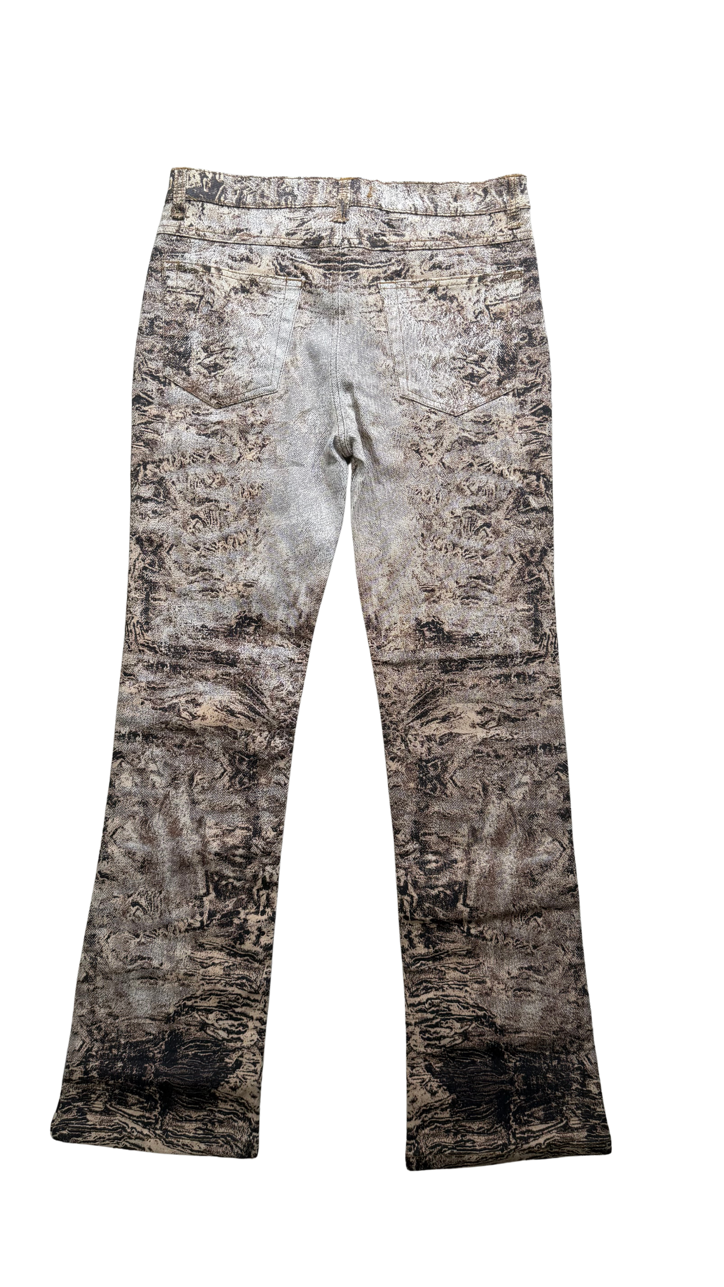 Roberto Cavalli FW 2000 Marble Beige Eroded Pants