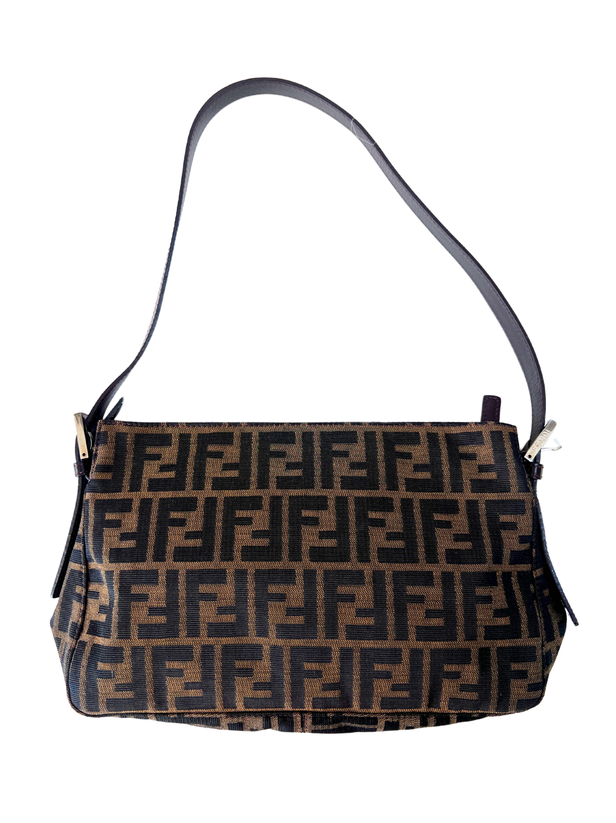 Fendi Zucca Flat Mouth Mamma Baguette Shoulder Bag