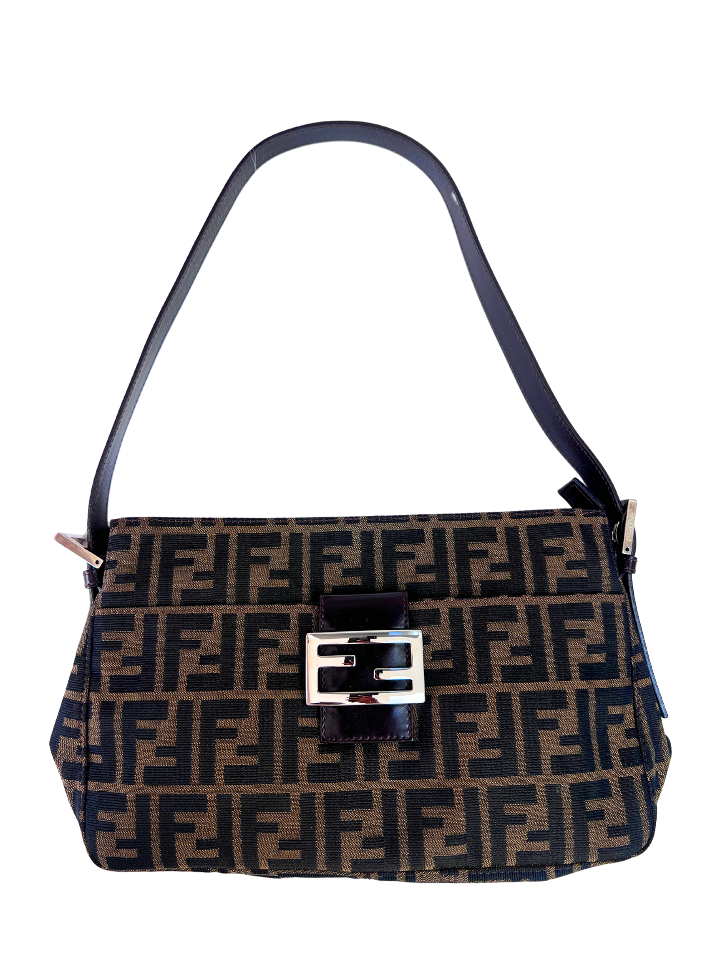 Fendi Zucca Flat Mouth Mamma Baguette Shoulder Bag