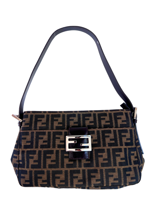 Fendi Zucca Flat Mouth Mamma Baguette Shoulder Bag