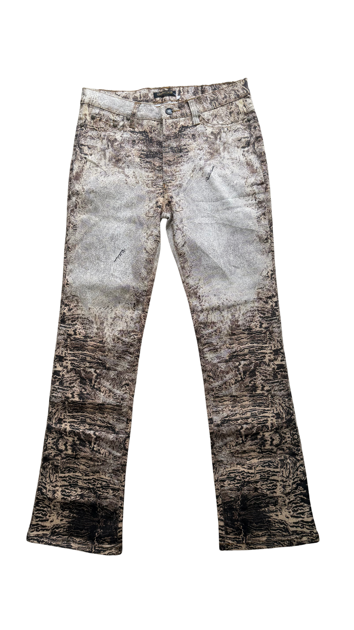 Roberto Cavalli FW 2000 Marble Beige Eroded Pants