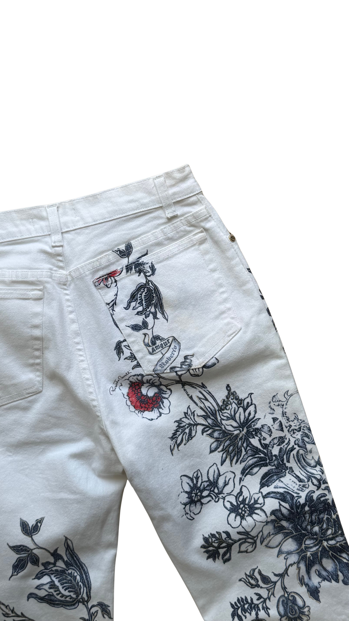 Roberto Cavalli S/S 2003 White Tattoo Jeans