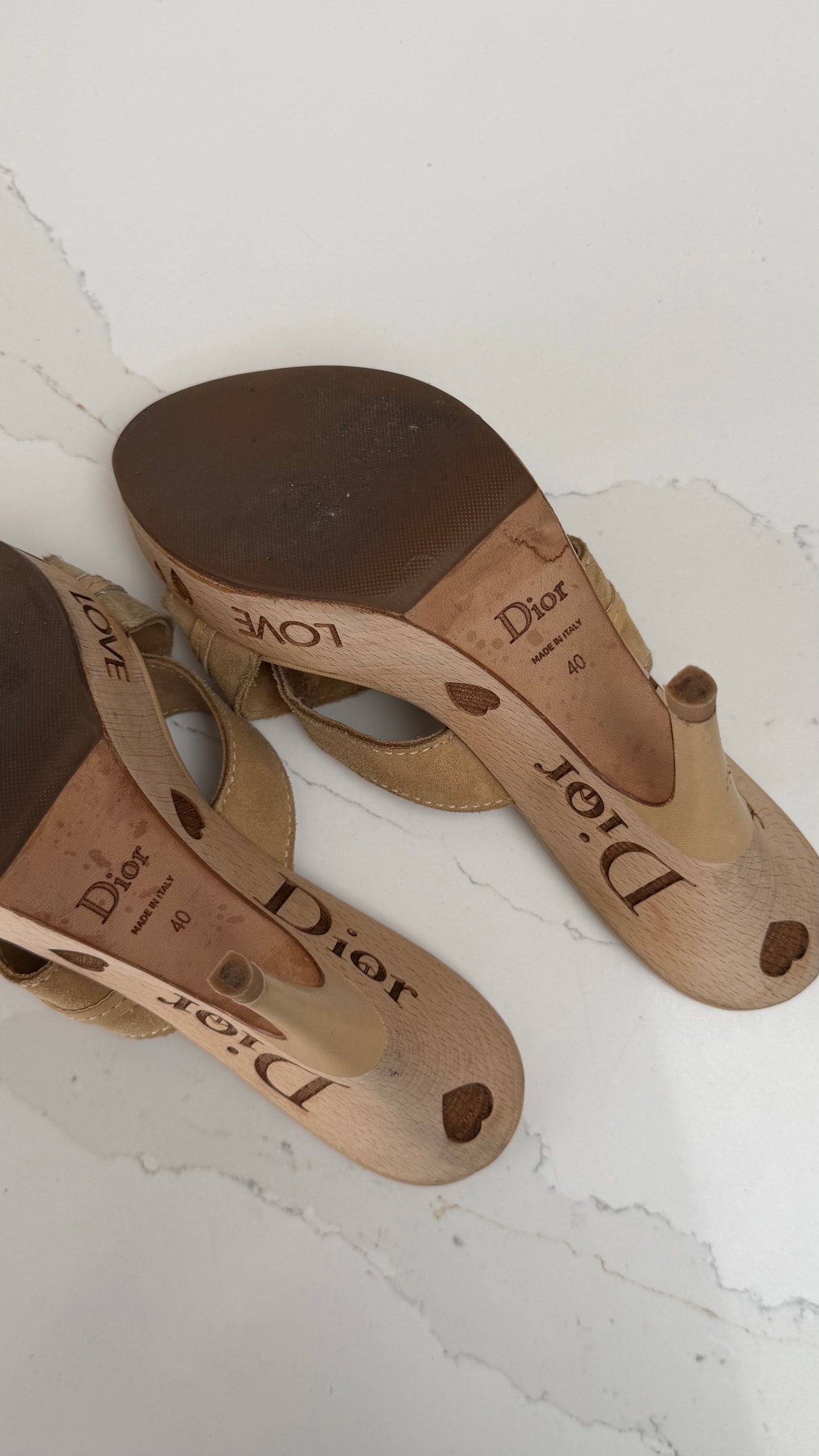 Christian Dior Peace & Love John Galliano Wooden Heels