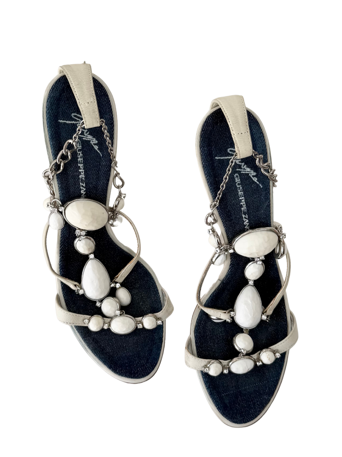 Giuseppe Zanotti Denim Jewelled Heels