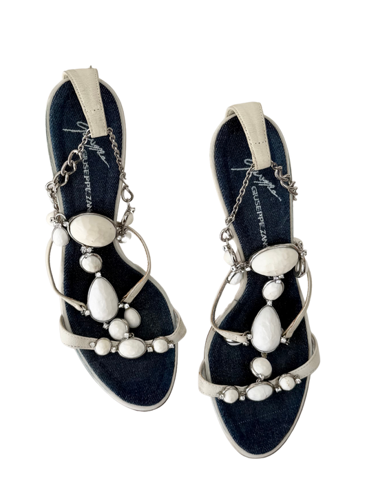 Giuseppe Zanotti Denim Jewelled Heels