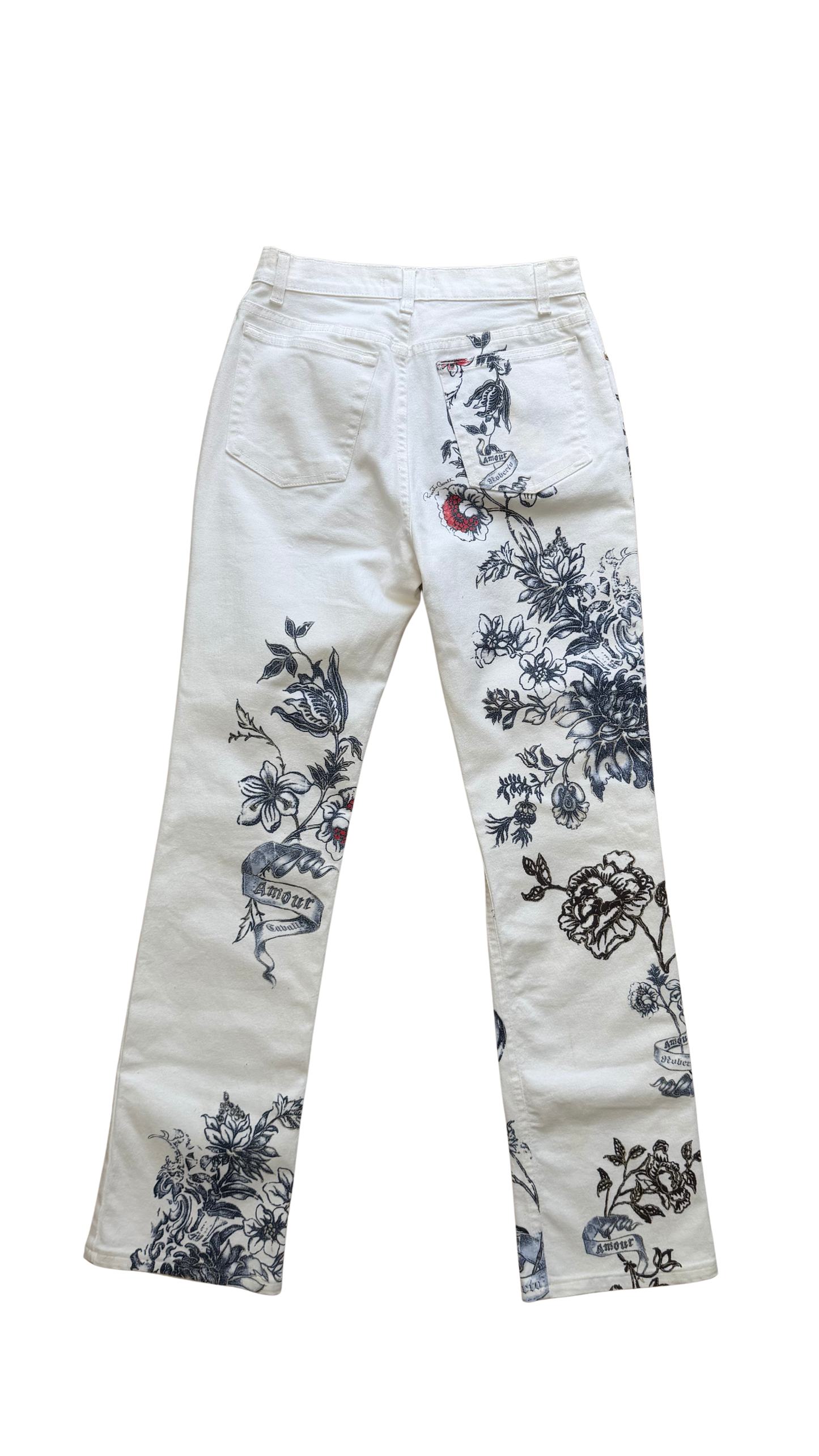Roberto Cavalli S/S 2003 White Tattoo Jeans