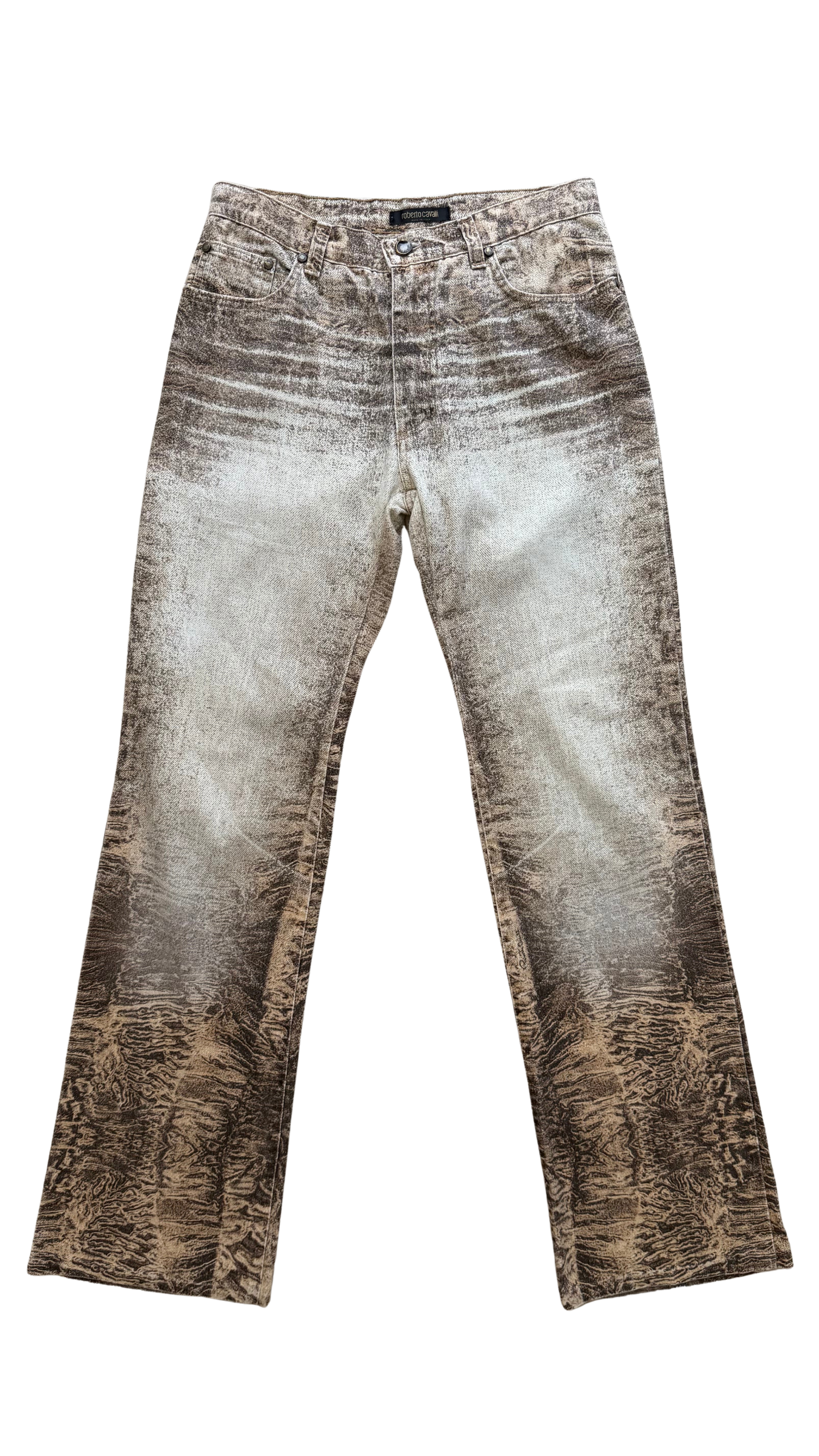 Roberto Cavalli FW 2000 Marble Beige Eroded Pants