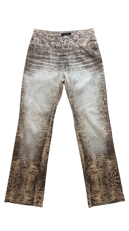 Roberto Cavalli FW 2000 Marble Beige Eroded Pants